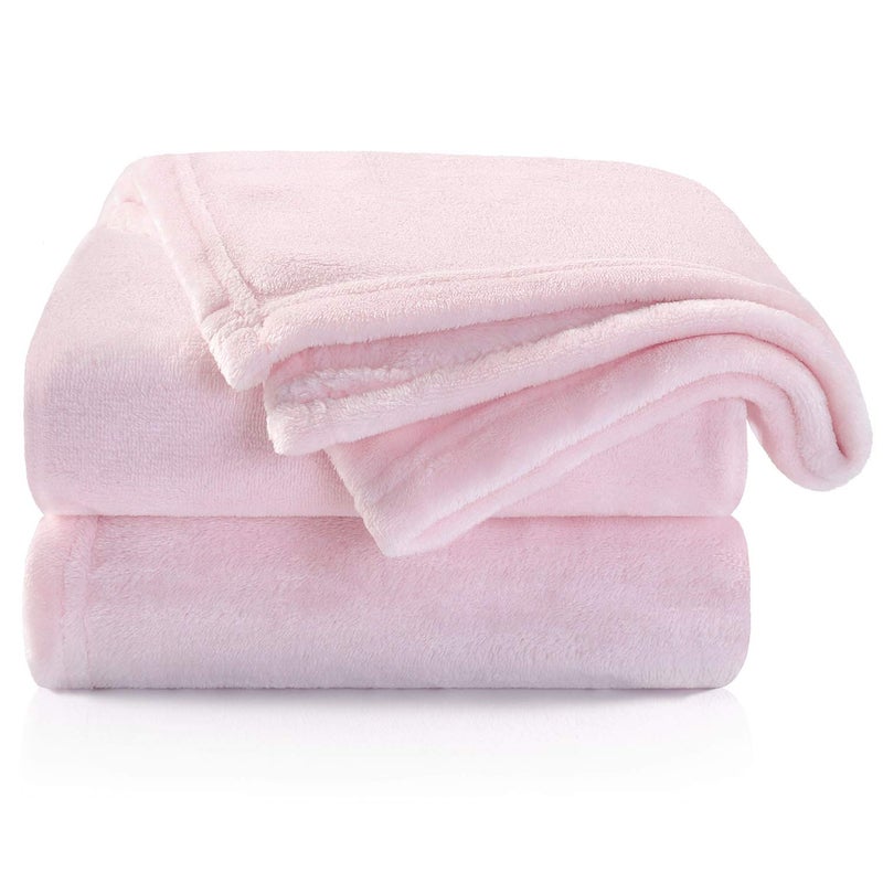 TILLYOU Toddler Flannel Blanket - Warm Cozy Baby Blanket for Boys and Girls, Smooth Cute Lightweight Blanket for Bedding Crib Stroller, 40×50 inches, Pink - Image 1